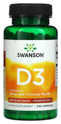 Swanson Vitamina D3 Higher Potency 250 Cápsulas.