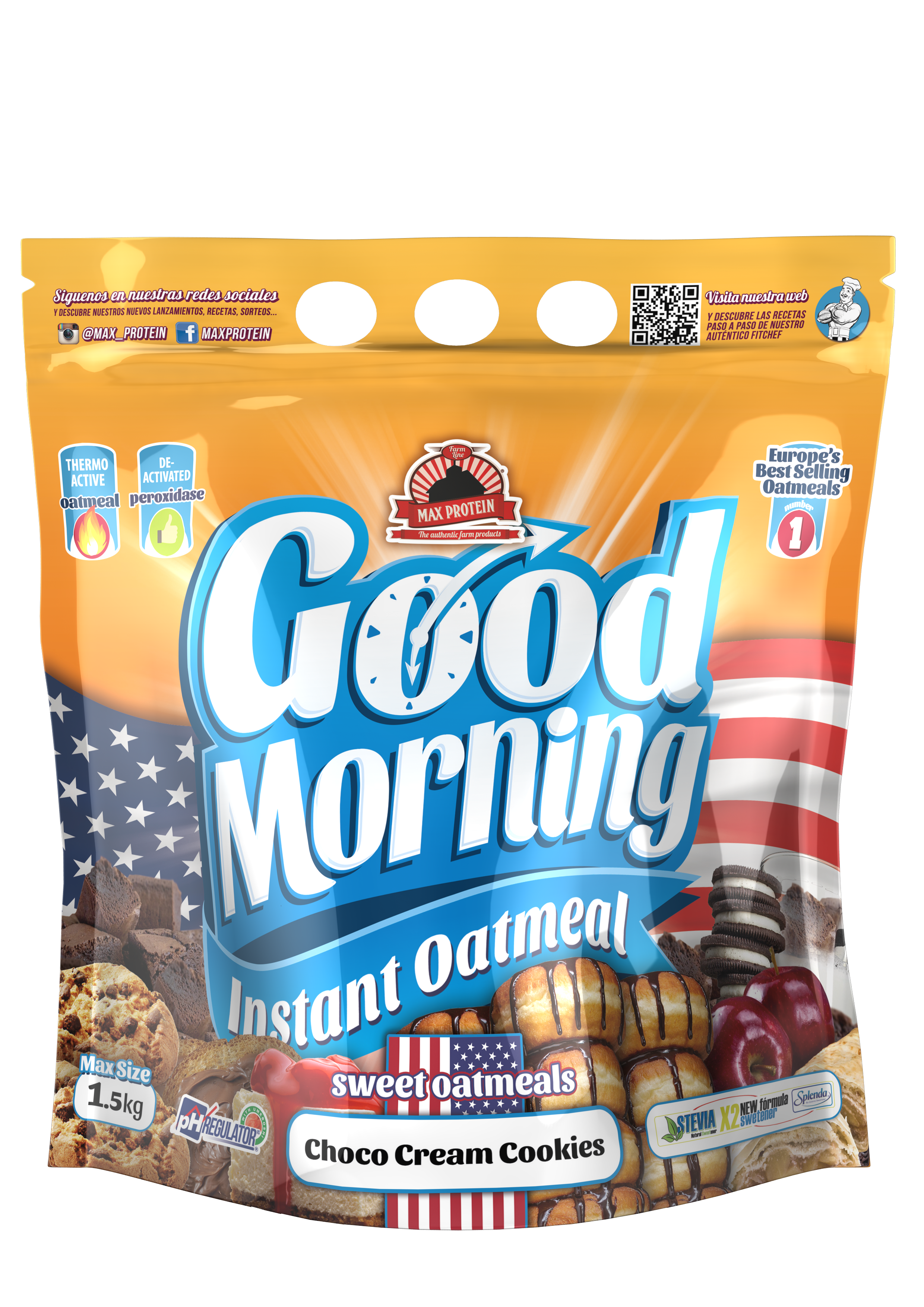 Farinha de Aveia Good Morning 1,5kg Choco Cream Cookies.